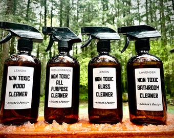 Non toxic Organic Cleaning Products - Glass Cleaner - Bathroom Cleaner - All Purpose Cleaner- Wood Cleaner - Room Spray - all natural