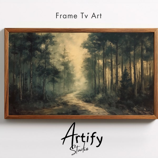 Samsung frame tv art Misty Vintage Forest frame tv art Moody dark decor hikinglover frametv screensave digital download earthy summer tv art