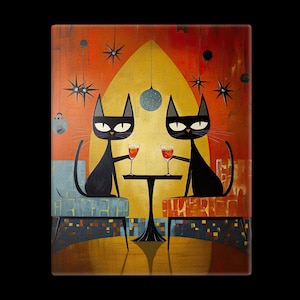 Mid-Century Modern Atomic Cats Canvas Art • Retro Wall Print • Vintage MCM Home Art