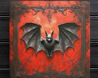 Gothic Bat Canvas Art: Creepy Home Decor Accent
