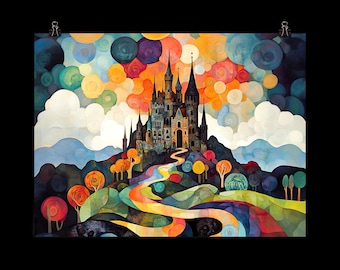 Whimsical Castle Print: Fantasy Fairy Tale Kids Room Decor