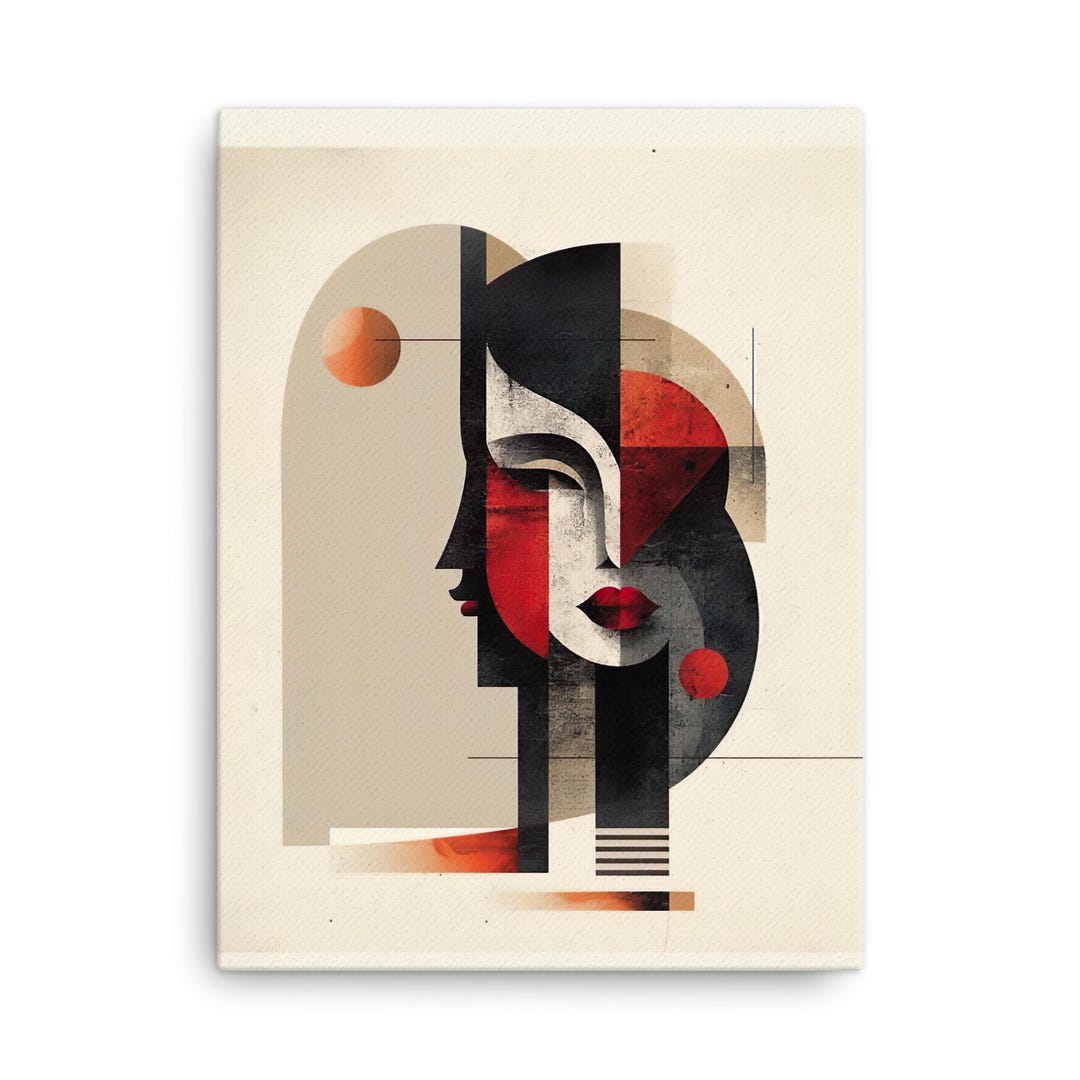 Abstract Woman Face Canvas – Mid Century Modern Wall Art - Minimalist ...
