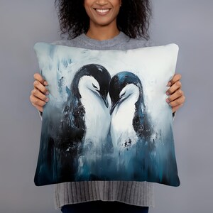 Abstract Animal Decorative Pillow - Penguin Throw Pillows for Living Room - Minimalist Decor - Unique Home Accent - Whimsical Art PIllow