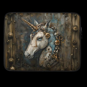 Steampunk Unicorn Laptop Sleeve: Durable, Water-Resistant Tech Accessory