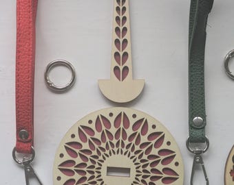 patterned wooden travel crochet holder