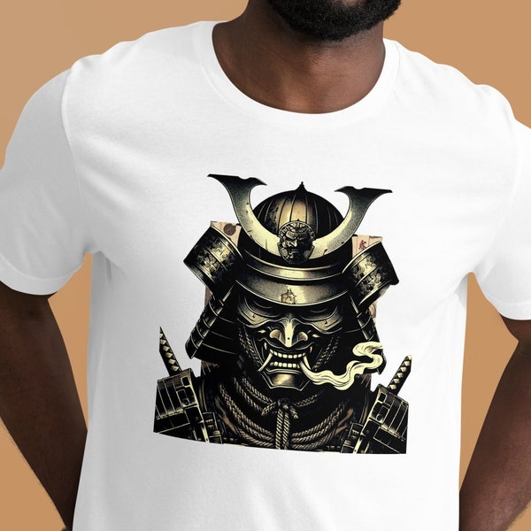 Samurai T Shirt Japanese Warrior Tee Bushido Code Shirt Smoking Apparel Katana Bushi Illustration Japanese Culture Lover Comfy T-Shirt