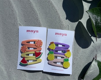 Fruit Hair Clip, Summer Hair Accessories, Kids hair clip, Toddler hair barrettes, Colorful Hair Clip, Gift for Her, Cute hair clip, Girls