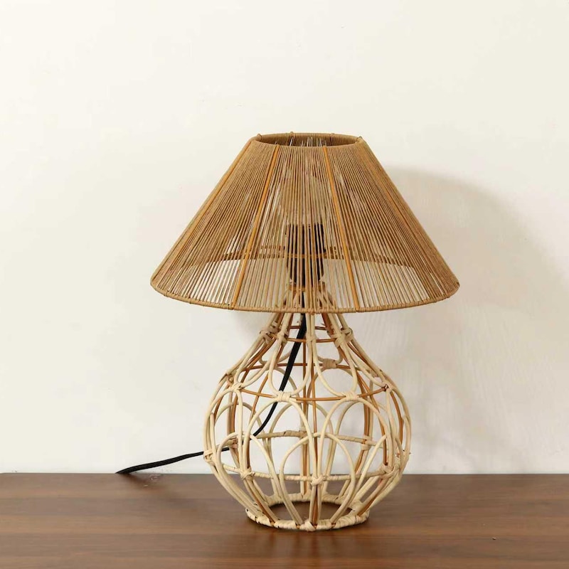 Java Lamp Table Rattan Rattan Table Lamp - Etsy