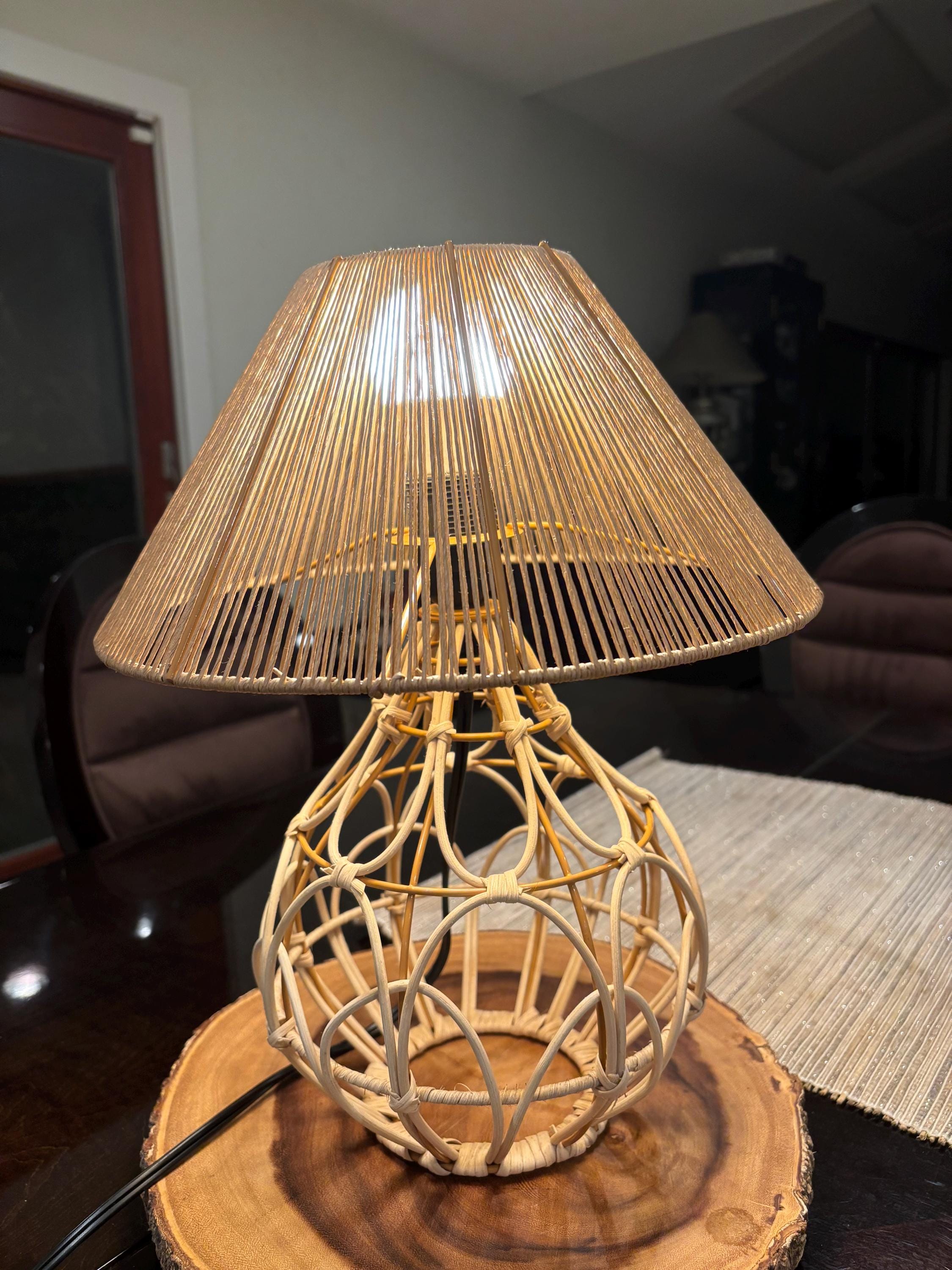 Java Lamp Table Rattan Rattan Table Lamp - Etsy
