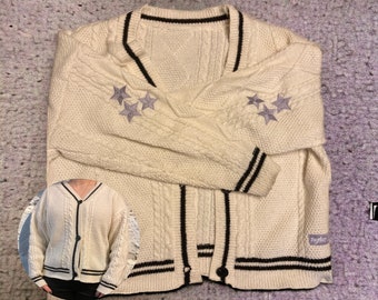 Cardigan Folklore Star Swift : Cardigan Folklore Swift blanc crème Cadeau parfait Cardigan doux