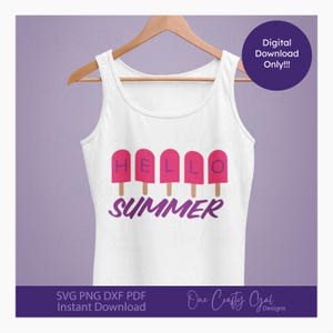 Hello Summer Svg , Digital Download , Summer Sign Svg , Round Door Hanger Svg , Front Door Sign Svg , Welcome Summer Popsicle Svg