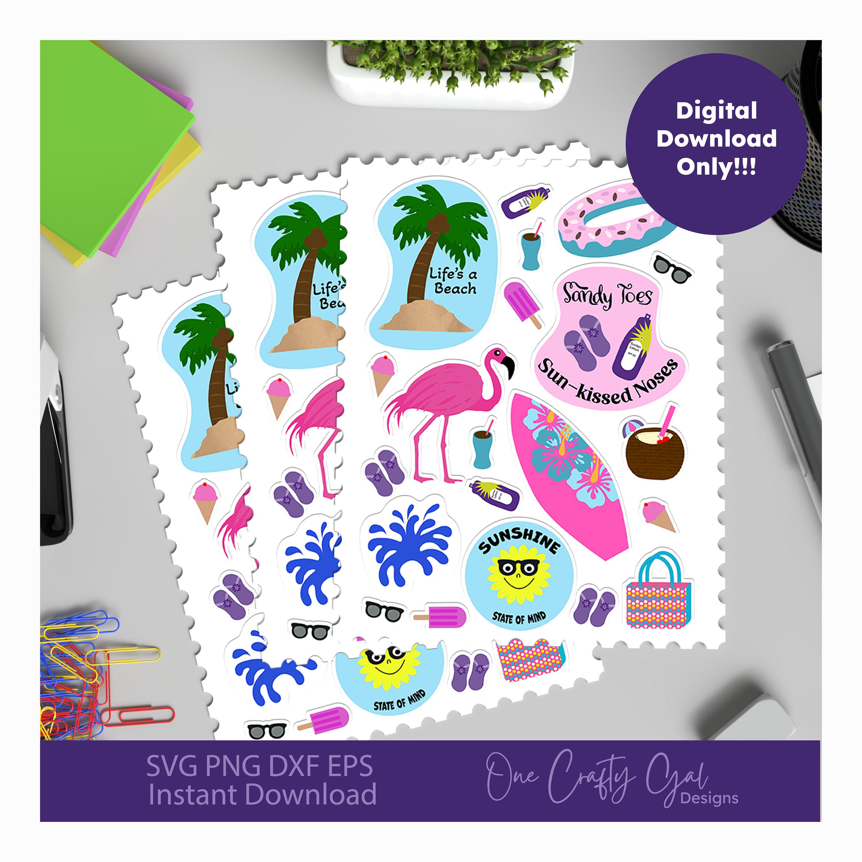 Summer Vacation Stickers: Printable PNG and SVG for Planners - Etsy