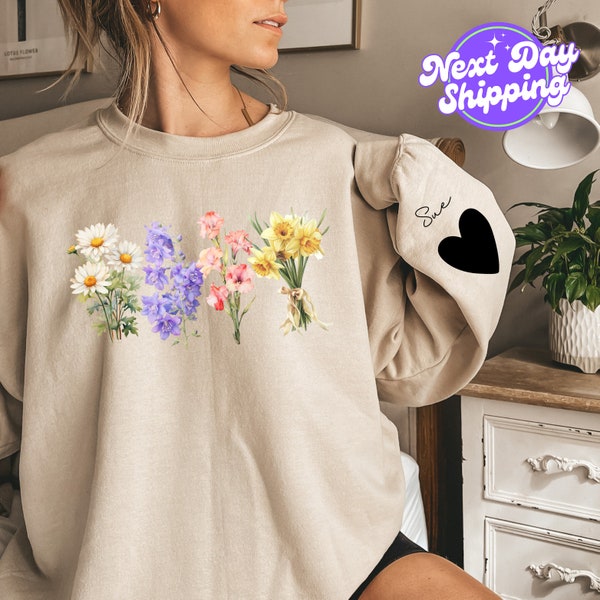 Custom Mama's Garden Shirt, Custom Mom Hoodie, Custom Flower Shirt, Est Mom Flowers Sweater, Mother Day Gift, Birth Month Flower Sweatshirt