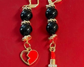 Onyx & 14 K Gold-Plated Earrings
