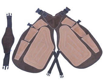 Handmade Full Grain Leather Farrier Chap: Tool Pockets, Adjustable Fit