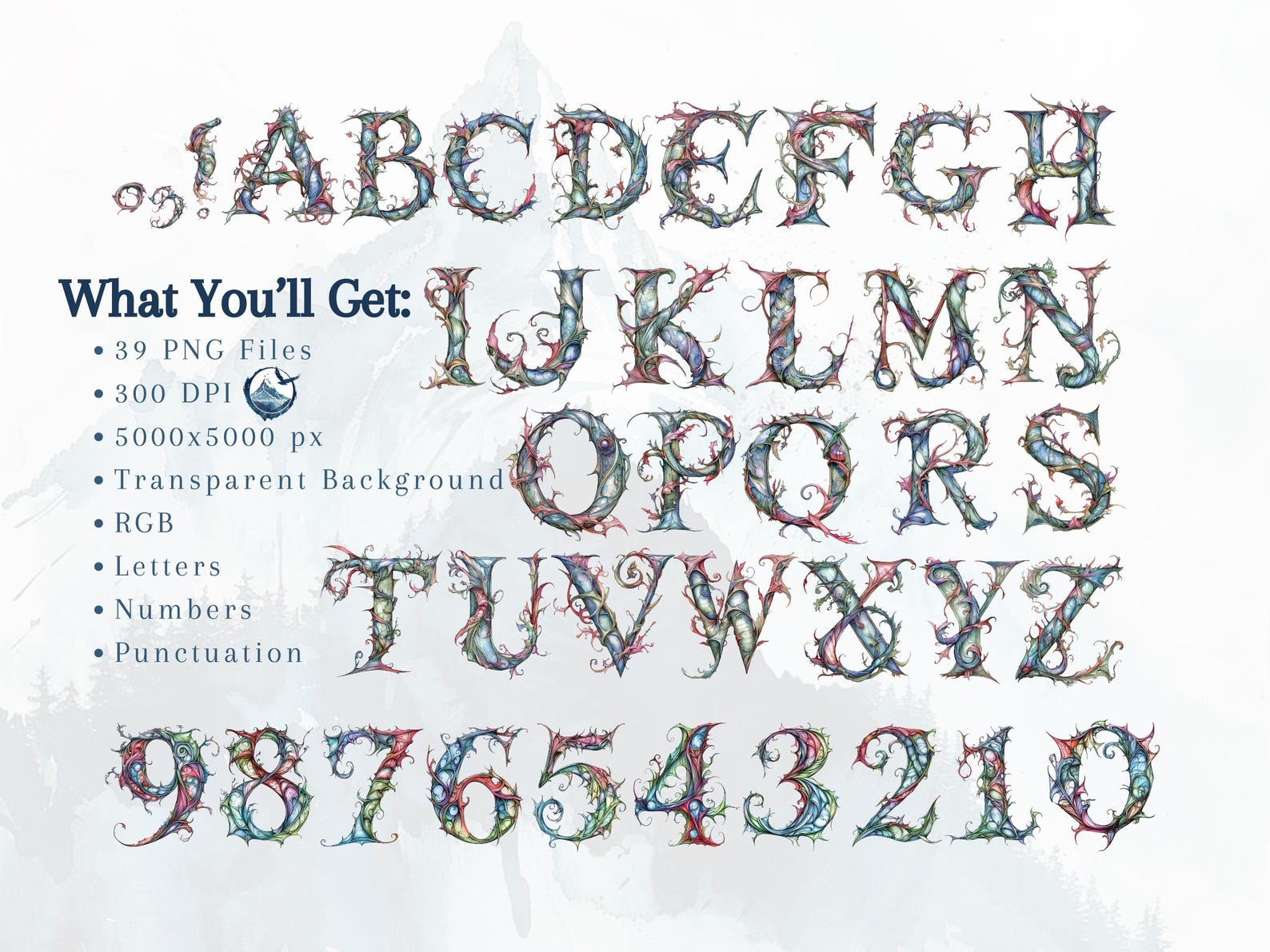 Fantasy Query Letters Fantasy Letter Clipart, Includes Numbers and Punctuation - Etsy