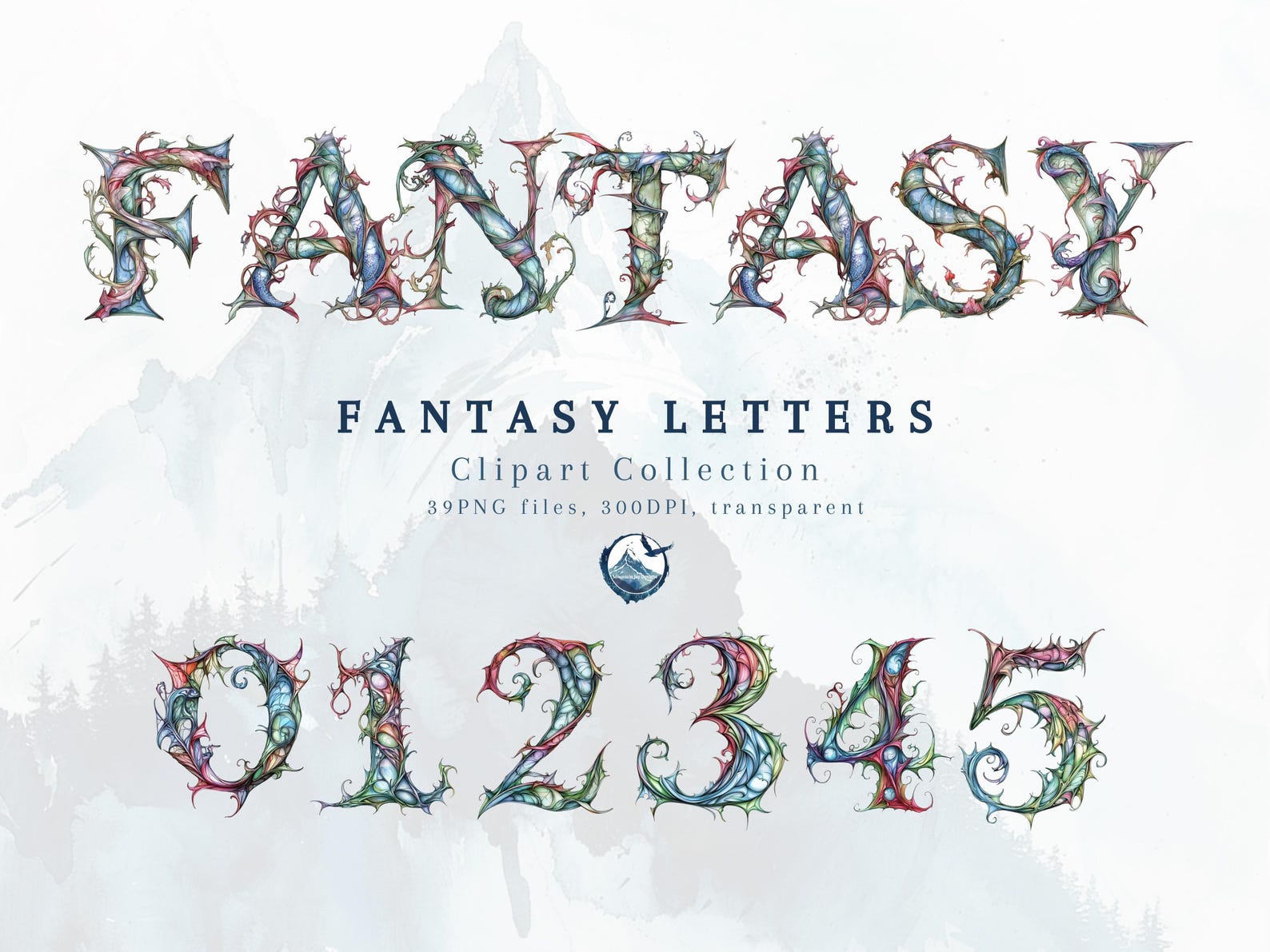 Fantasy Query Letters Fantasy Letter Clipart, Includes Numbers and Punctuation - Etsy