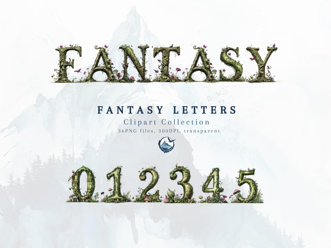 Cottagecore Fantasy Themed Letters and Numbers Clipart - Etsy