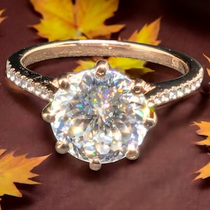 Anello di fidanzamento con moissanite taglio portoghese, anello di fidanzamento unico, anello nuziale con moissanite, anello cattedrale in oro 14K, regalo di anniversario per lei