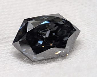 2 Ct Loose hexagon cut black Moissanite, Dutch marquise hexagon cut dark grey Moissanite, 10.5 X 6.5 mm black Moissanite diamond gift