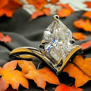Antique dutch marquise engagement ring, elongated hexagon Wedding Ring Gift her, hexagon Dutch Marquise crown ring, Moissanite Proposal Ring