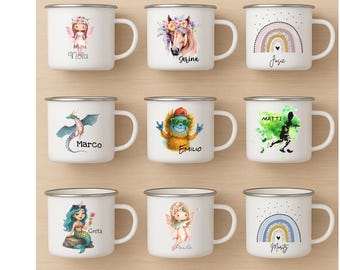 Personalized enamel mug – with name and design, gift idea for children