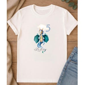 Iron-on Dragon | DTF Transfer | DIY Textile Design with Personalized Name and Age for Children