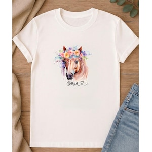 Parche termoadhesivo de caballo | Transferencia termoadhesiva y transferencia DTF | Diseño textil DIY con nombre y edad deseados para niños personalizados