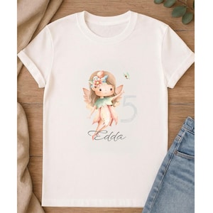 Bügelbild Fee | Bügeltransfer & DTF Transfer | DIY Textilgestaltung mit Wunschname und Alter für Kinder personalisiert