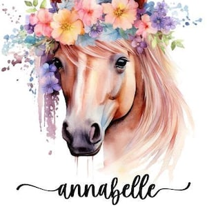 Iron-on horse with desired name for children personalized