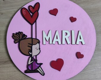 Personalisiertes Gemälde mit Namen und Farben für Jungen, Mädchen, Erwachsene, Baby-Willkommen, Zimmerdekoration, Holznamen, Mutterschaft