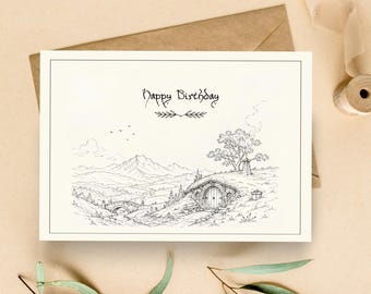 Biglietto d'auguri formato A5 ispirato a Lo Hobbit e Il Signore degli Anelli (Download digitale)