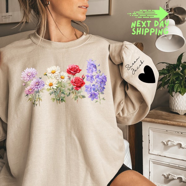 Custom Mama's Garden Shirt, Est Mom's Flowers Sweater, Mother Day Gift,Birth Month Flower Sweatshirt, Custom Mom Hoodie, Custom Flower Shirt