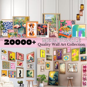 20,000+ Wall Art MegaBundle, Eklektische Wandkunst, Maximalist, trendiges Retro Poster, Preppy Raumdekor, Boho Prints, Vintage & Matisse Wandkunst.