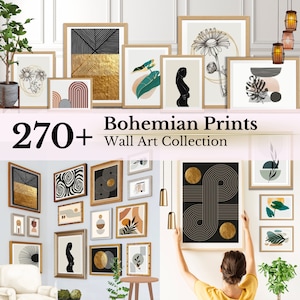 270+ Boho Wall Collage Mega Bundle, Set of 277 Prints, Geometric Dorm Wall Art, Abstract Poster Set, Bohemian Home Decor, Digital Download