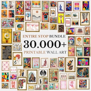 Paquete de tienda completo, más de 30 000 obras de arte de pared, arte de pared ecléctico, póster retro de moda, decoración de habitaciones preppy, impresiones boho, arte de pared vintage y Matisse.