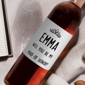 Custom Bridesmaid Wine Label, Bridesmaid Proposal Gift, Whiskey Label, Maid Of Honor Gift, Liquor Label, Tequila Label, Wine Lover Gift