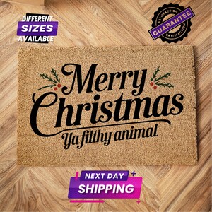 Merry Christmas Ya Filthy Animal Doormat, Entryway Decor, Outdoor Doormat, Xmas Decor, Christmas Home Decor, Funny Doormat, Porch Decor