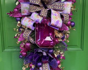 Purple Velvet Magnolia Swag: Silver Glitter Christmas Wreath - Etsy