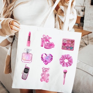 Pink Glam Bag, It Girl Tote Bag, Pink Aesthetic Purse, Pink Sparkly Shoulder Bag, 90s 2000s Aesthetic, Cute Pink Purse, Pink Purse and Strap