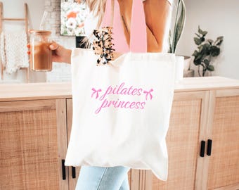 Pilates Princess Tote Bag: Pink Gym & Workout Reusable Shopping Bag