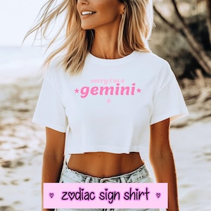 Camiseta de astrología, top corto con el signo del zodíaco, top rosa con el signo zodiacal, top rosa divertido y adorable con el signo del sol naciente.