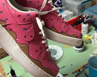 Hand-Painted Pink Donut Air Force 1 Sneakers – Custom AF1 Design