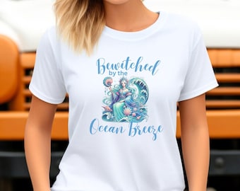 Camiseta con gráfico de sirena: Bruja marina mística, magia celestial