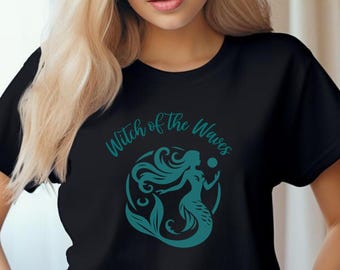 Camiseta con gráfico de sirena mística: camiseta de bruja marina celestial