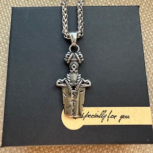 Viking Broken Sword Pendant Necklace for Men | Stainless Steel