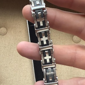 Elegant Stainless Steel Cross Bracelet for Men