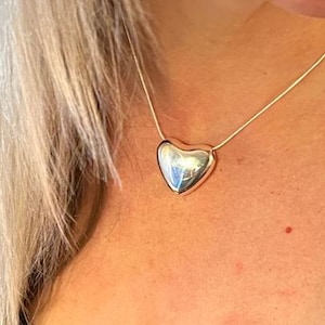 Puffed Heart Pendant Necklace | 925 Sterling Silver