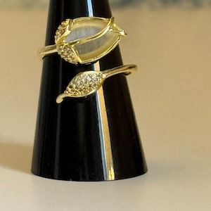 Enchanting Gold Leaf Adjustable Ring | 925 Sterling Silver