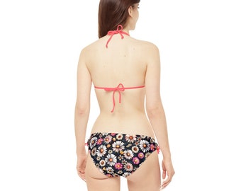 Floral Patterned Strappy Bikini Set